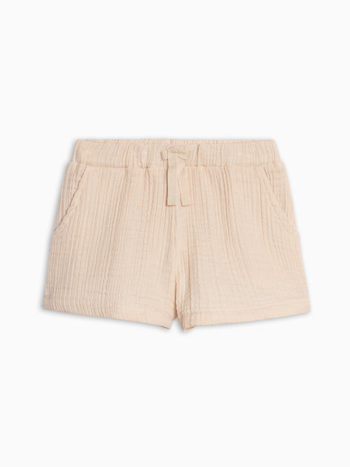 Alden Muslin Shorts - Shell Baby-Kids : Bottoms : Shorts KENDI by Colored Organics Alden Muslin Shorts - Shell for Baby | Colored Organics®