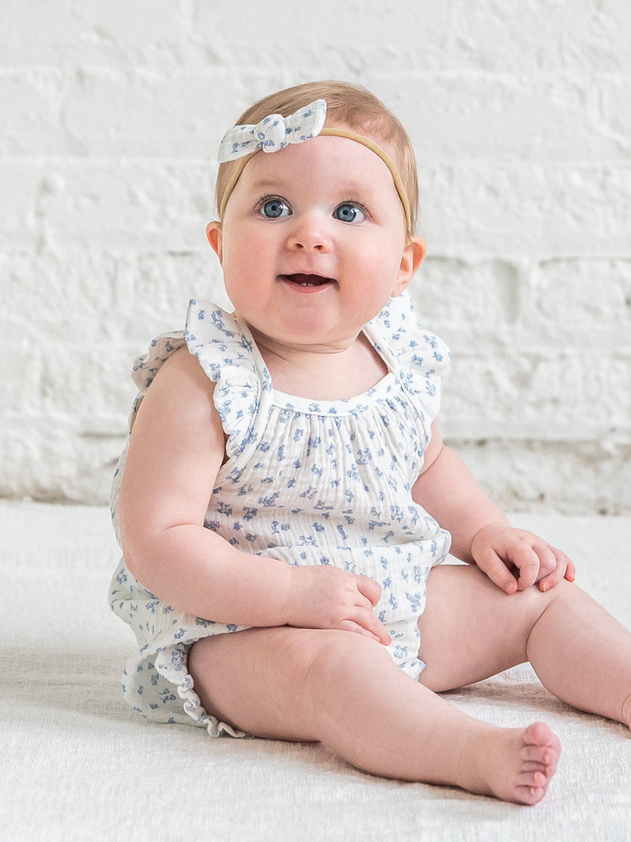 Sandra Muslin Tank Bubble Romper - Rosebay Floral / Coconut + Sea Baby : One Pieces : Rompers : Tanks KENDI by Colored Organics Sandra Muslin Tank Bubble Romper | Colored Organics®