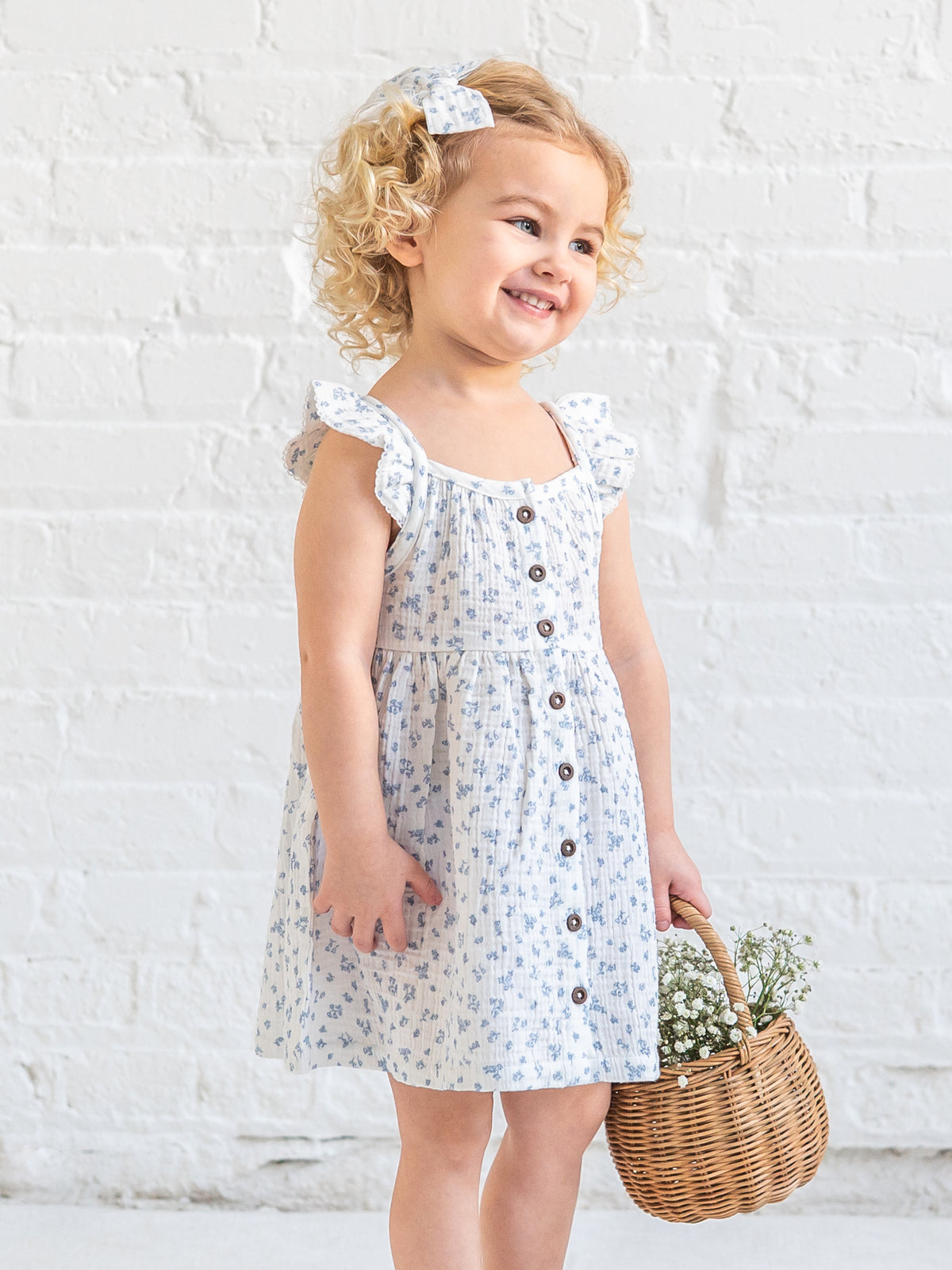 Maisy Muslin Ruffle Strap Dress - Rosebay Floral / Coconut + Sea Sale : Baby-Kids : Dresses : Tanks KENDI by Colored Organics Maisy Muslin Ruffle Strap Dress | Colored Organics®