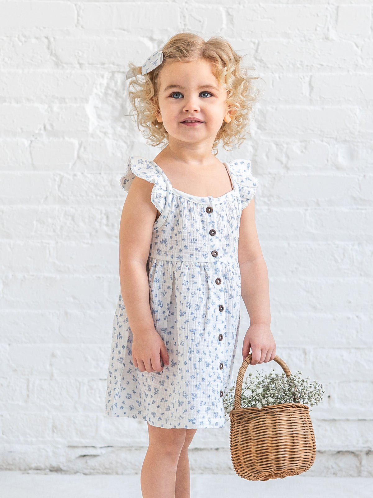 Maisy Muslin Ruffle Strap Dress - Rosebay Floral / Coconut + Sea Sale : Baby-Kids : Dresses : Tanks KENDI by Colored Organics Maisy Muslin Ruffle Strap Dress | Colored Organics®