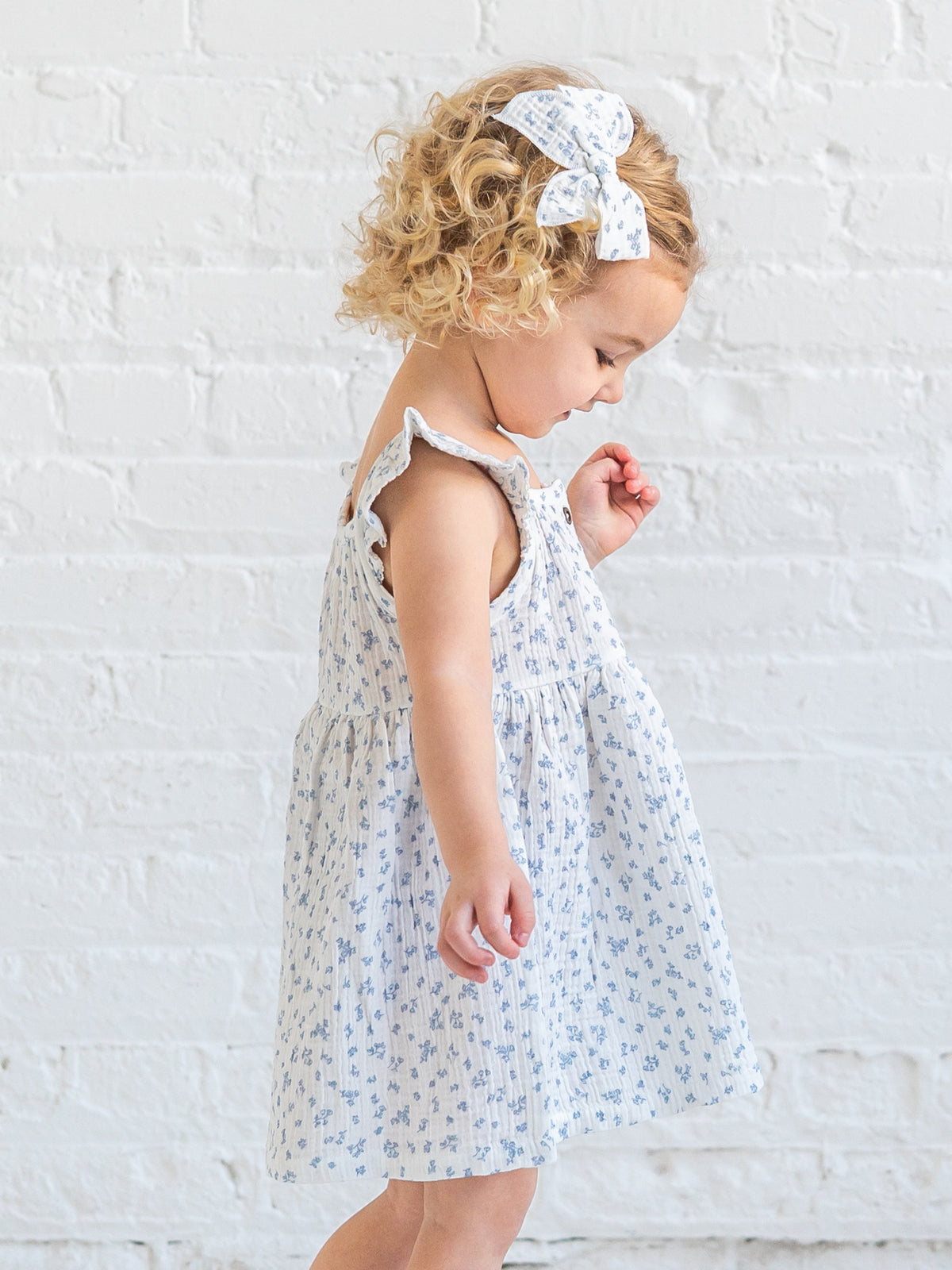Maisy Muslin Ruffle Strap Dress - Rosebay Floral / Coconut + Sea Sale : Baby-Kids : Dresses : Tanks KENDI by Colored Organics Maisy Muslin Ruffle Strap Dress | Colored Organics®