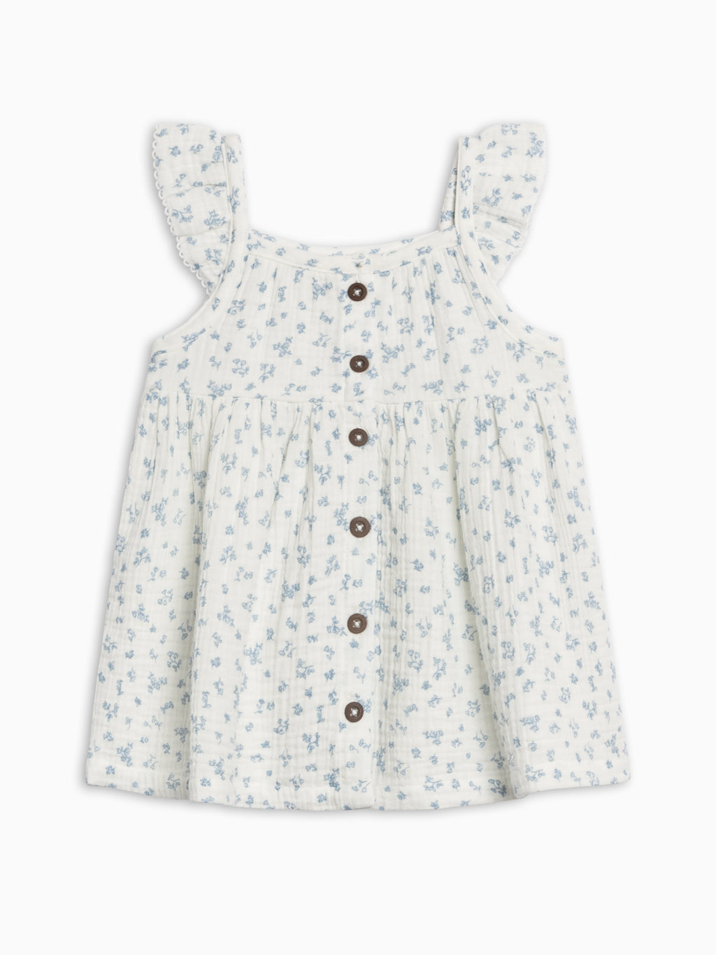 Maisy Muslin Ruffle Strap Dress - Rosebay Floral / Coconut + Sea Sale : Baby-Kids : Dresses : Tanks KENDI by Colored Organics Maisy Muslin Ruffle Strap Dress | Colored Organics®