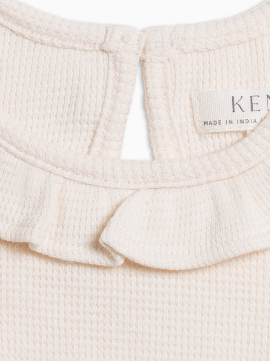 Mae Waffle Knit Ruffle Bodysuit - Ivory