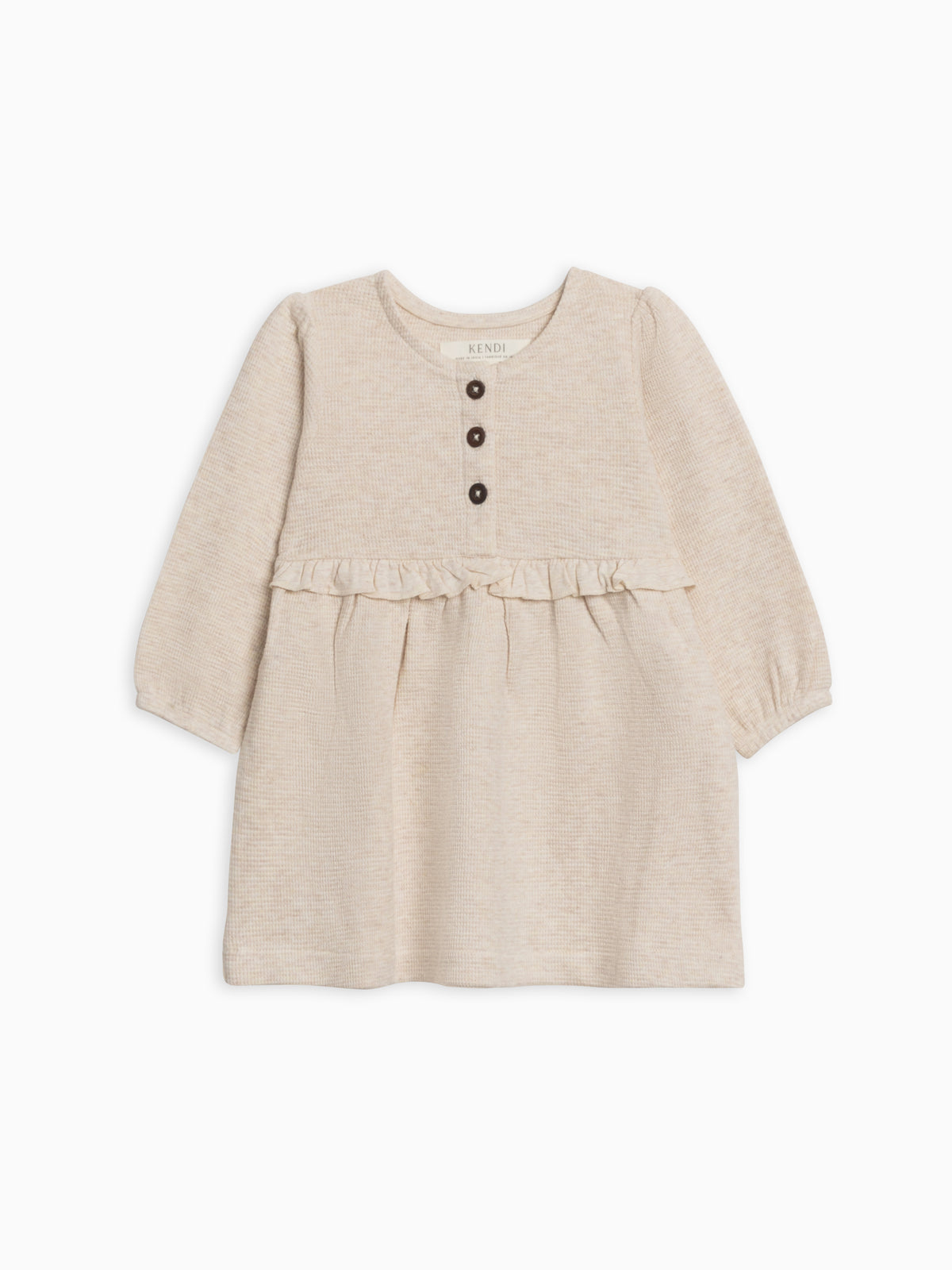 Nina Waffle Knit Ruffle Waist Dress Sale : Baby-Kids : Dresses : Long Sleeves KENDI by Colored Organics Baby Nina Waffle Knit Ruffle Waist Dress | Colored Organics®