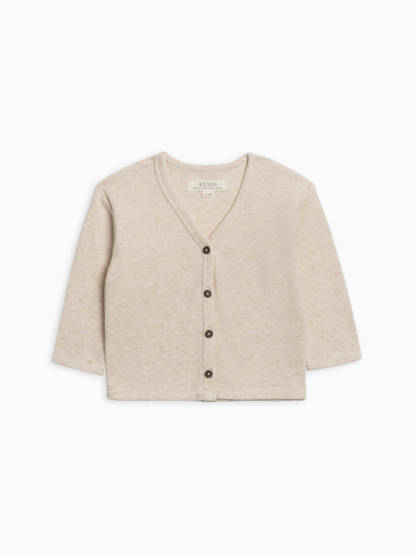 Wells Waffle Knit Button Cardigan Sale : Baby-Kids : Tops : Cardigans : Long Sleeves KENDI by Colored Organics Waffle Knit Baby Button Cardigan, Wells | Colored Organics®