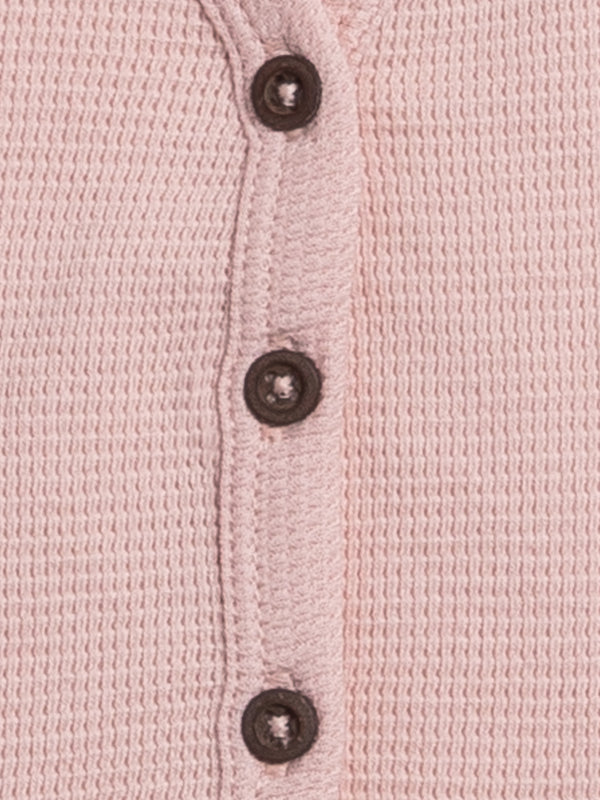 Wells Waffle Knit Button Cardigan - Petal Pink Baby-Kids : Tops : Cardigans : Long Sleeves KENDI by Colored Organics Wells Waffle Knit Button Cardigan | Colored Organics®