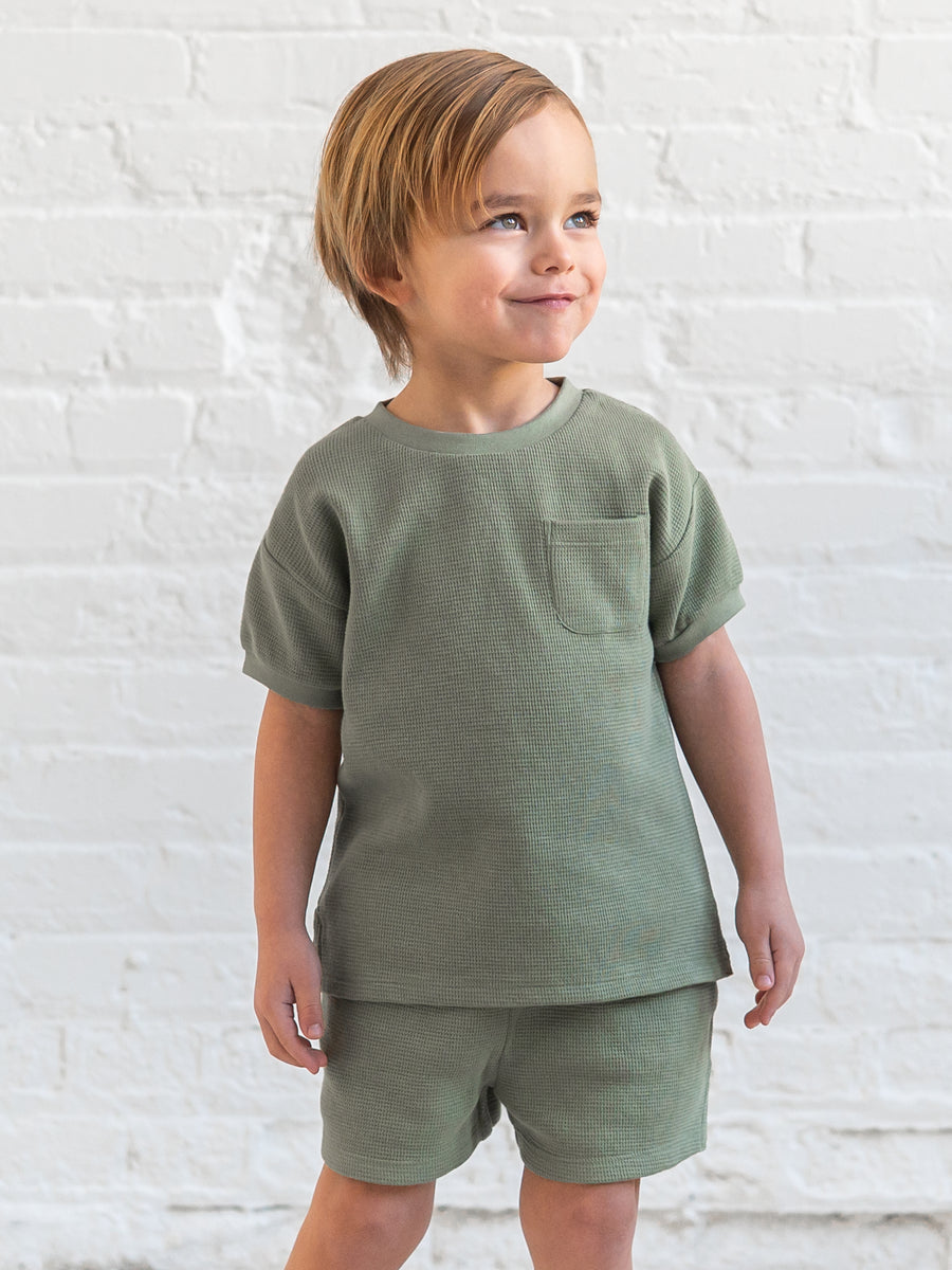 Avery Waffle Shorts - Fern KENDI by Colored Organics Avery Waffle Shorts - Fern (Organic) | Colored Organics®