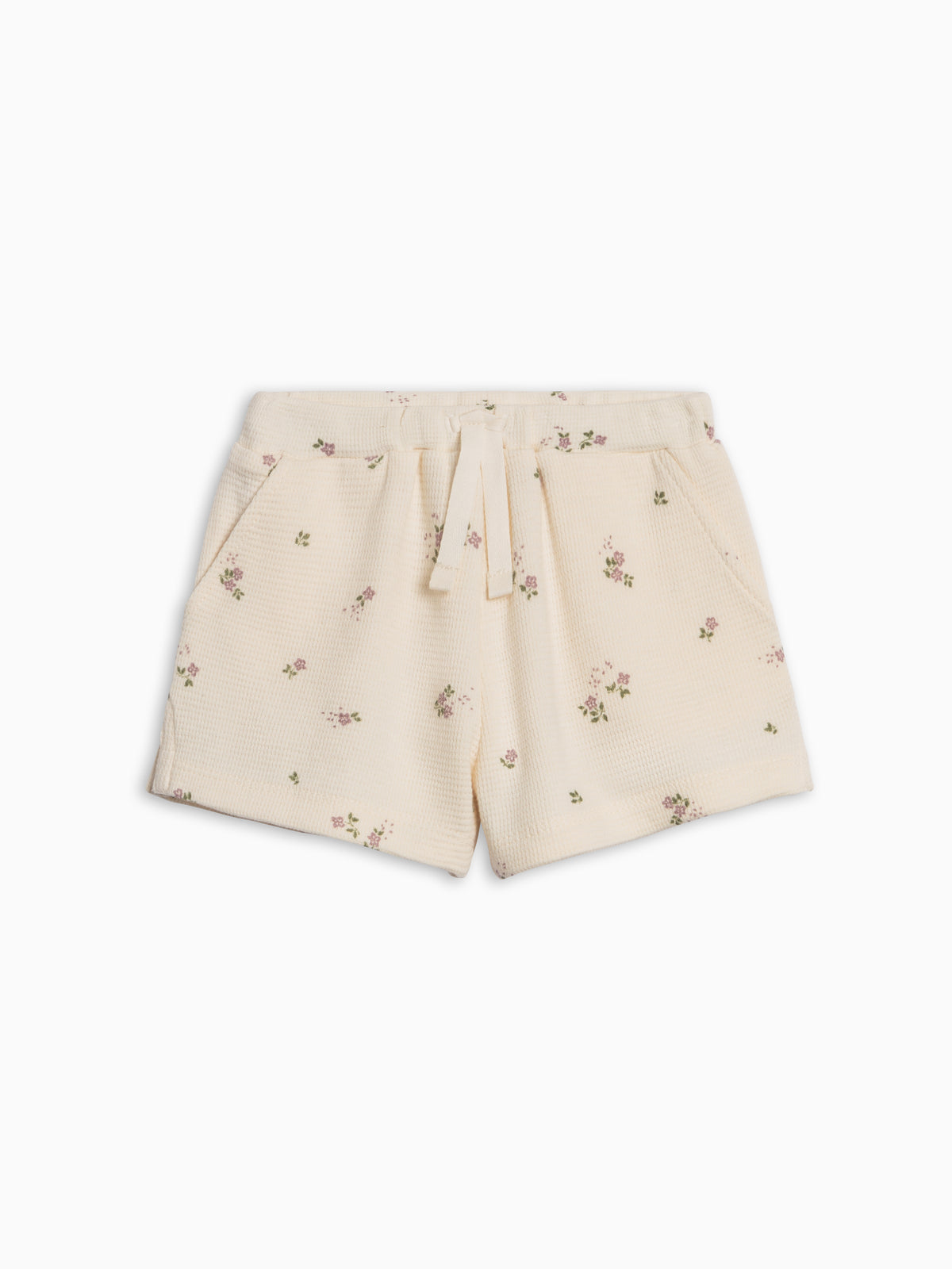 Avery Waffle Shorts - Sylva Floral / Fog + Fern Baby-Kids : Bottoms : Shorts Kendi Avery Waffle Shorts - Sylva Floral / | Colored Organics®