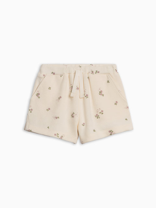 Avery Waffle Shorts - Sylva Floral / Fog + Fern Baby-Kids : Bottoms : Shorts Kendi Avery Waffle Shorts - Sylva Floral / | Colored Organics®