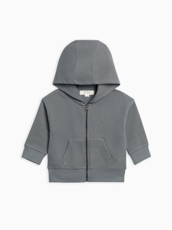 Meyer Waffle Knit Zipper Hoodie Sale : Baby-Kids : Tops : Tees : Long Sleeves KENDI by Colored Organics Organic Waffle Knit Zip-Up Baby Hoodie | Colored Organics®