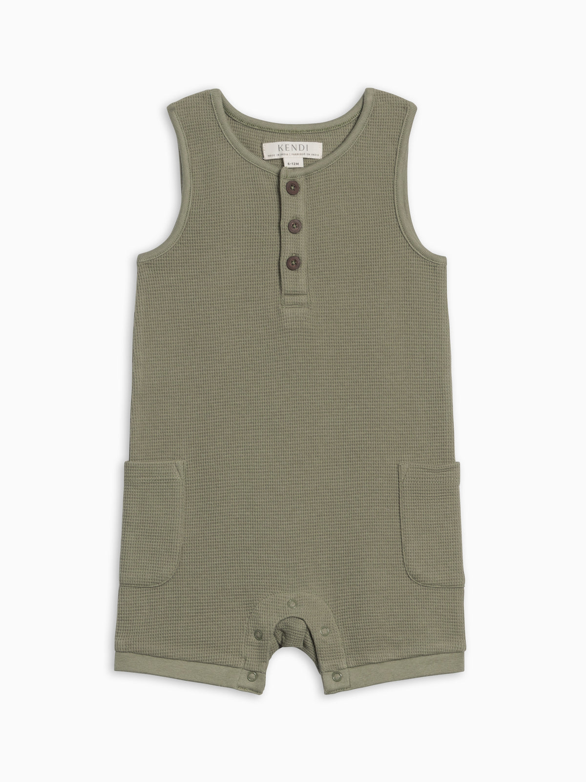 Percy Waffle Short Romper - Fern Baby : One Pieces : Rompers : Tanks KENDI by Colored Organics Baby Percy Waffle Short Romper - Fern | Colored Organics®