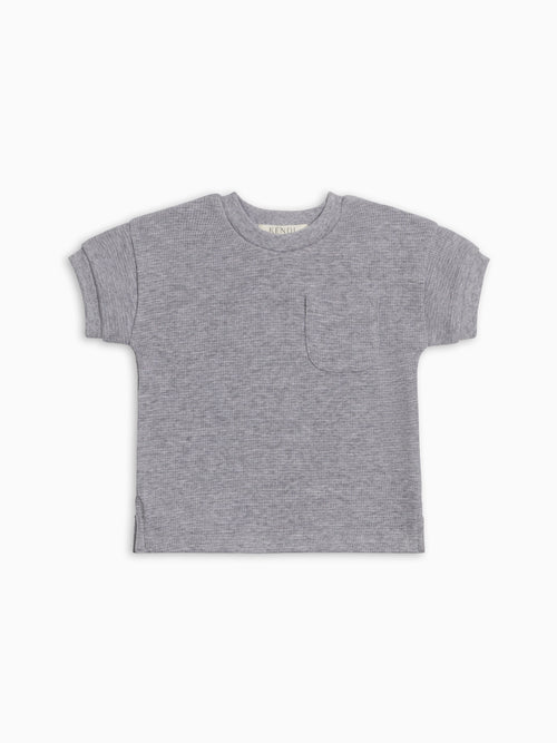 Bailey Waffle Pocket Tee - Ashen Baby-Kids : Tops : Tees : Short Sleeves KENDI by Colored Organics Baby Bailey Waffle Pocket Tee - Ashen | Colored Organics®