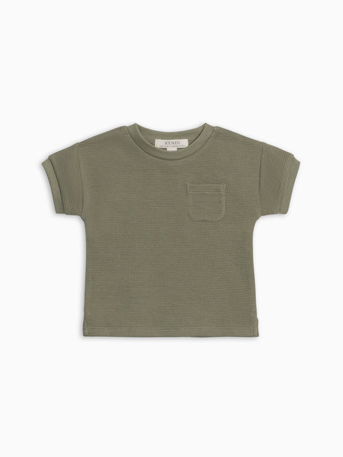 Bailey Waffle Pocket Tee - Fern Sale : Baby-Kids : Tops : Tees : Short Sleeves KENDI by Colored Organics Bailey Waffle Pocket Tee - Fern for Baby | Colored Organics®
