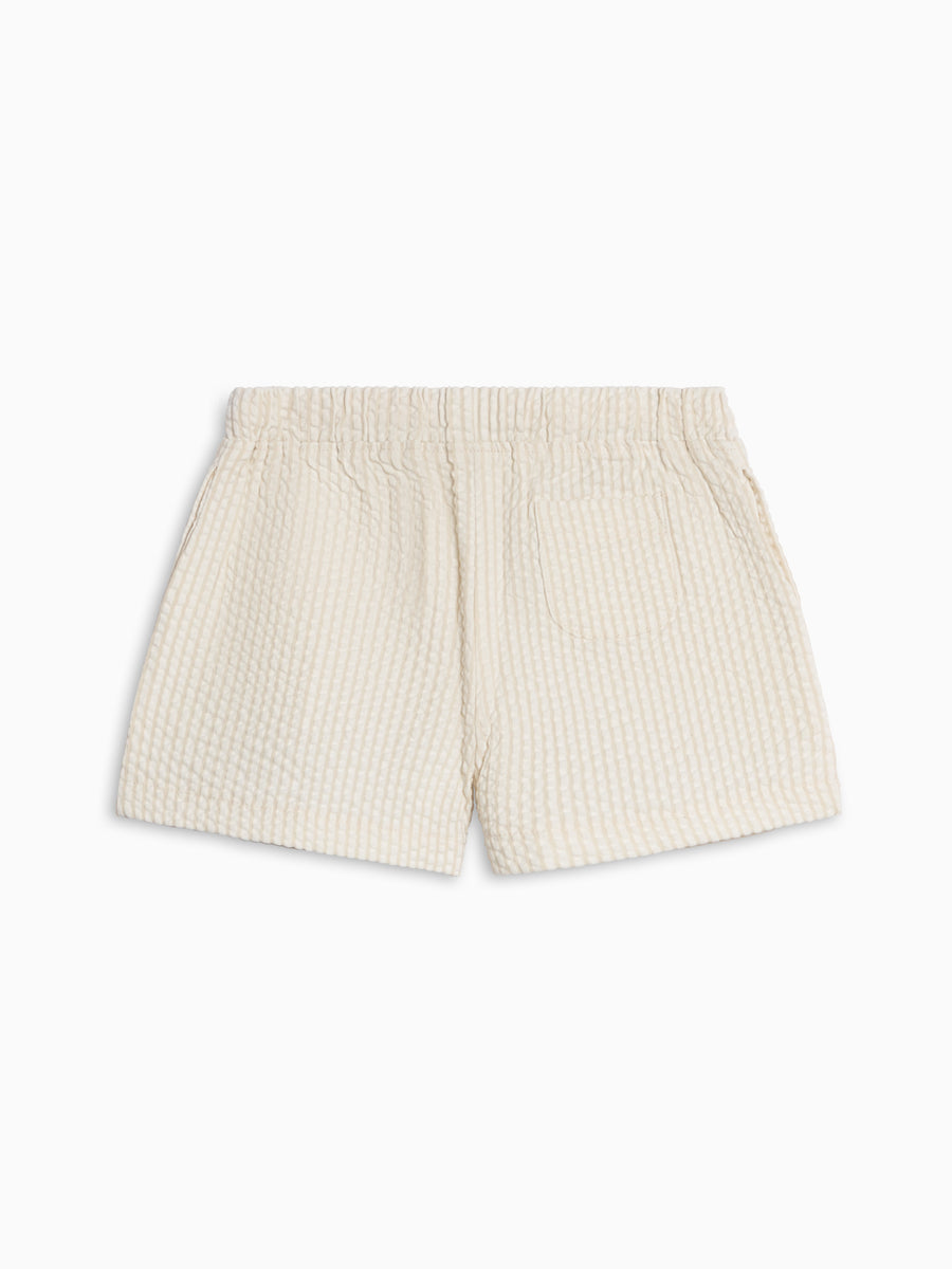 Nixie Seersucker Shorts - Dune Stripe Baby-Kids : Bottoms : Shorts KENDI by Colored Organics Nixie Seersucker Shorts - Dune Stripe | Colored Organics®