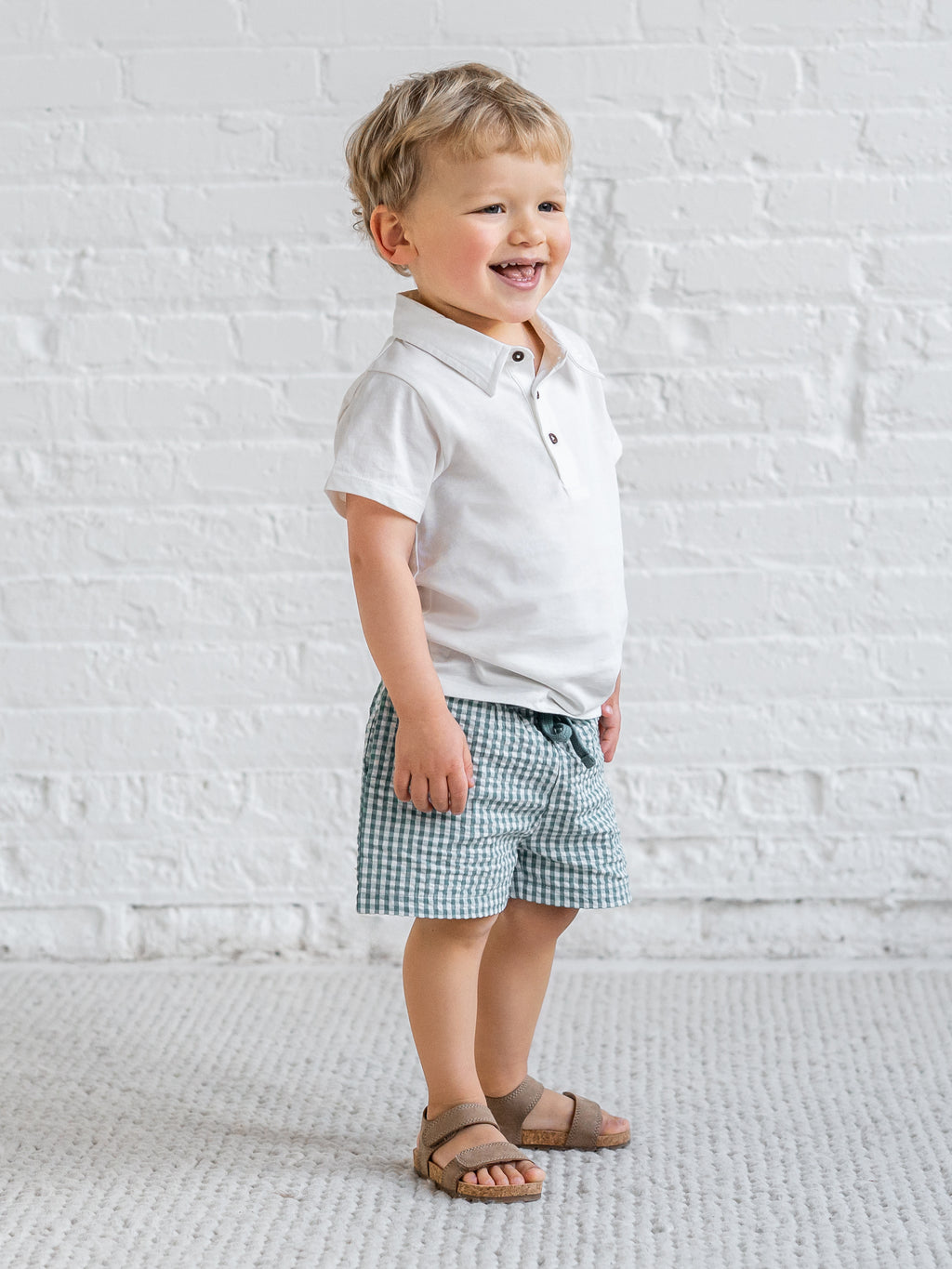 Nixie Seersucker Shorts - Laguna Gingham Baby-Kids : Bottoms : Shorts KENDI by Colored Organics Nixie Seersucker Shorts - Laguna Gingham | Colored Organics®