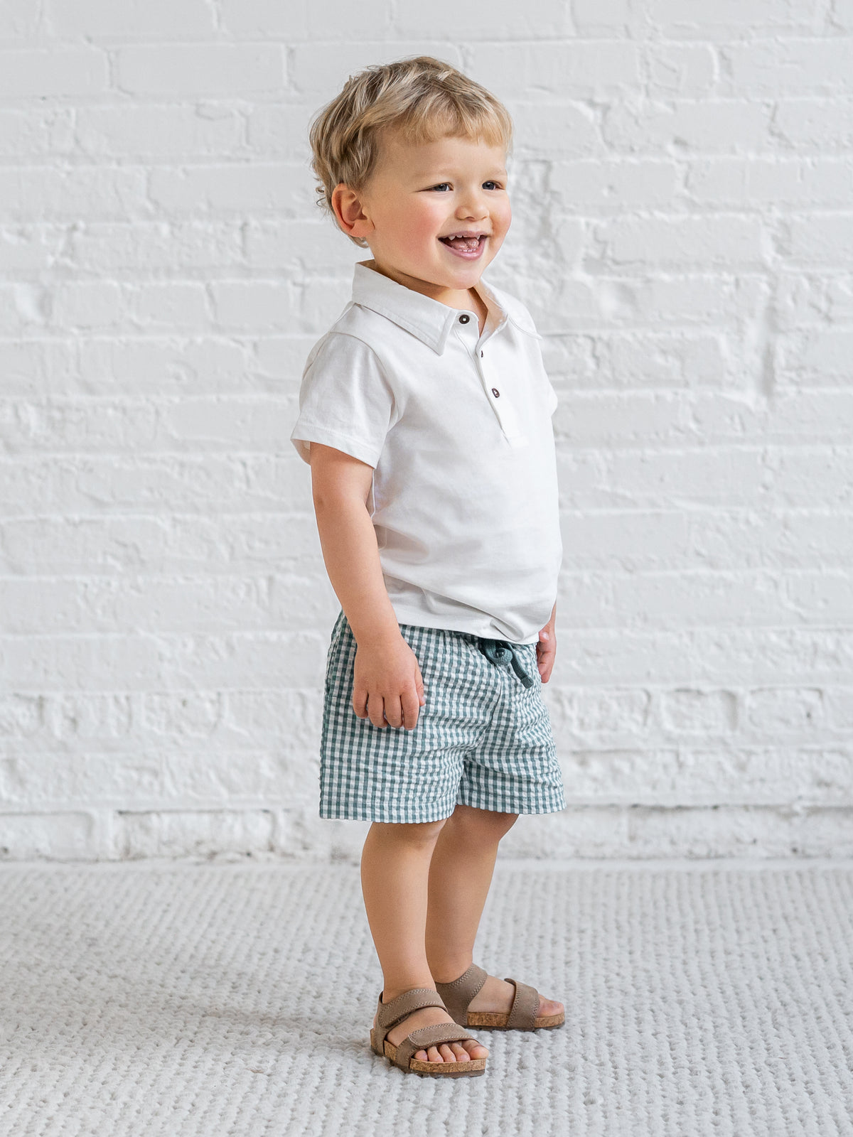 Nixie Seersucker Shorts - Laguna Gingham Baby-Kids : Bottoms : Shorts KENDI by Colored Organics Nixie Seersucker Shorts - Laguna Gingham | Colored Organics®