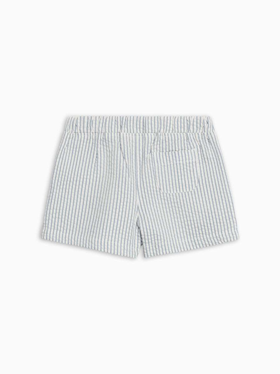 Nixie Seersucker Shorts - Shore Stripe / Sea Baby-Kids : Bottoms : Shorts KENDI by Colored Organics Organic Cotton Baby and Kids Nixie Seersucker Shorts