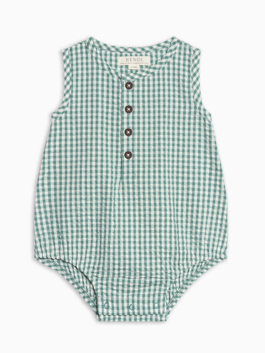 Wren Seersucker Bubble Romper - Golf Colored Organics Wren Seersucker Bubble Romper - Golf | Colored Organics®