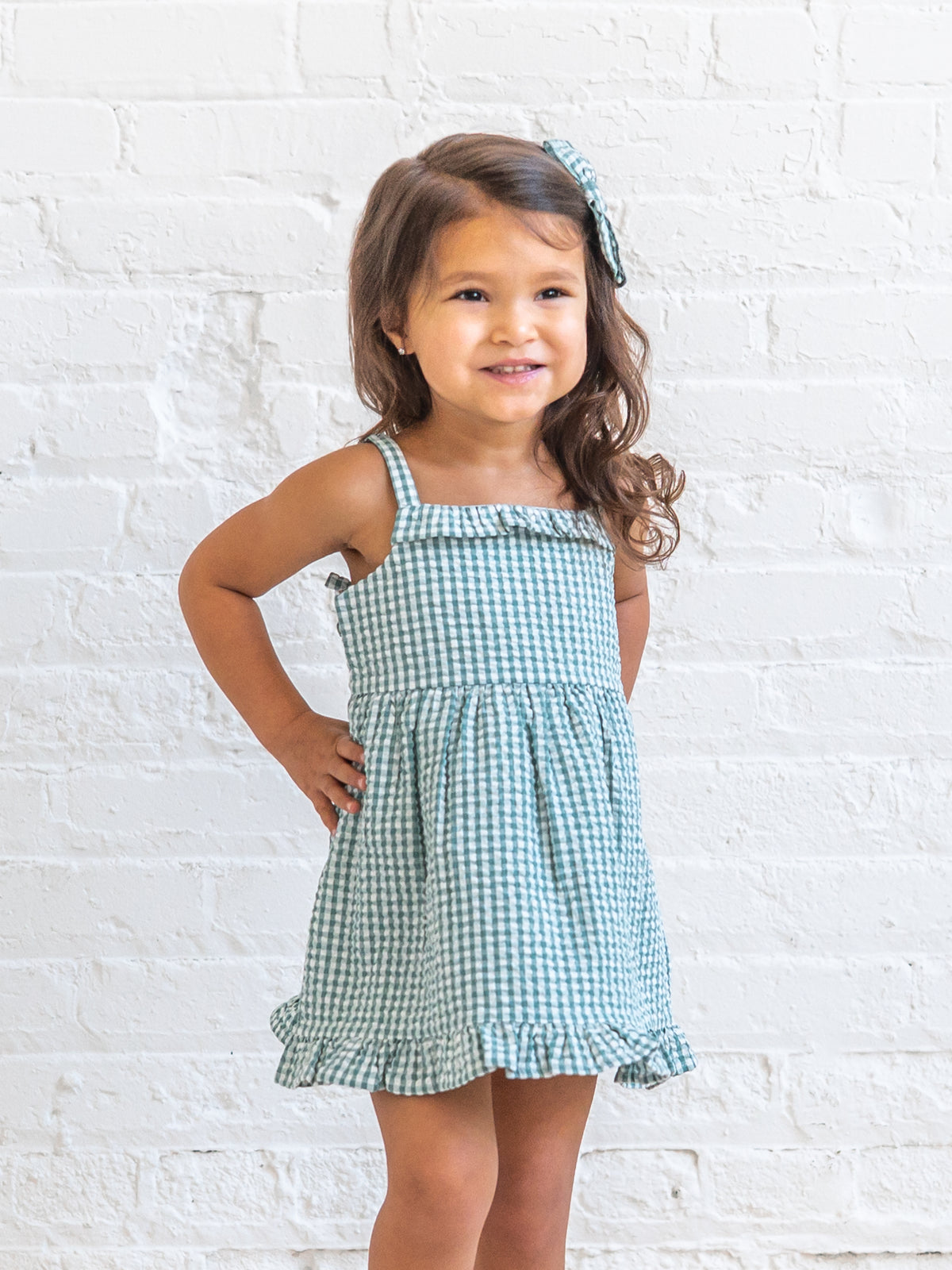 Juliette Seersucker Tank Dress - Laguna Gingham Sale : Baby-Kids : Dresses : Tanks KENDI by Colored Organics Juliette Seersucker Tank Dress - Laguna | Colored Organics®