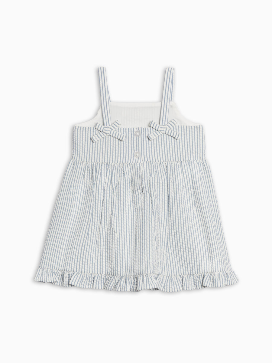 Juliette Seersucker Tank Dress - Shore Stripe / Sea Baby-Kids : Dresses : Tanks KENDI by Colored Organics Juliette Seersucker Tank Dress - Shore | Colored Organics®