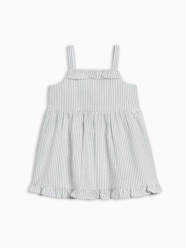 Juliette Seersucker Tank Dress - Shore Stripe / Sea Baby-Kids : Dresses : Tanks KENDI by Colored Organics Juliette Seersucker Tank Dress - Shore | Colored Organics®