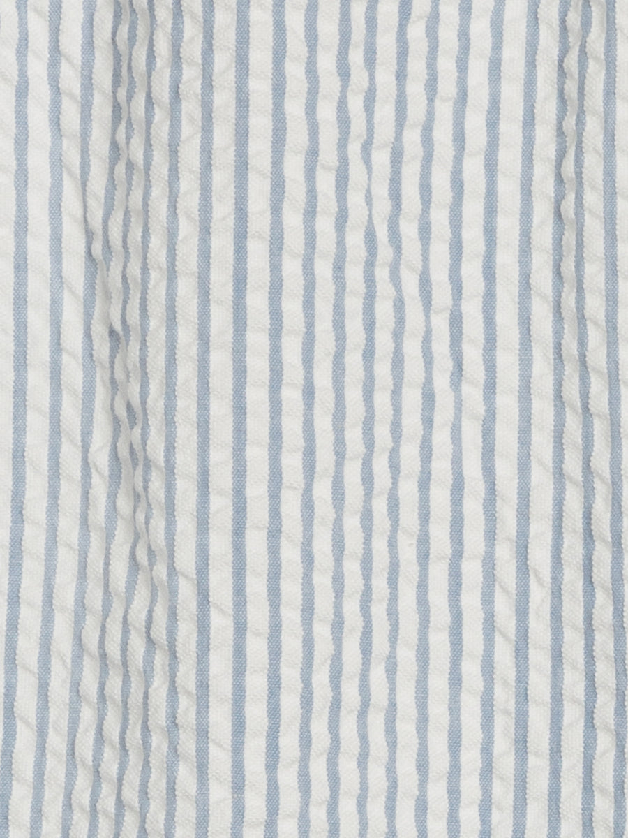Rosalie Seersucker Ruffle Bubble Romper - Shore Stripe / Sea Baby : One Pieces : Rompers : Tanks KENDI by Colored Organics Rosalie Seersucker Ruffle Bubble Romper | Colored Organics®