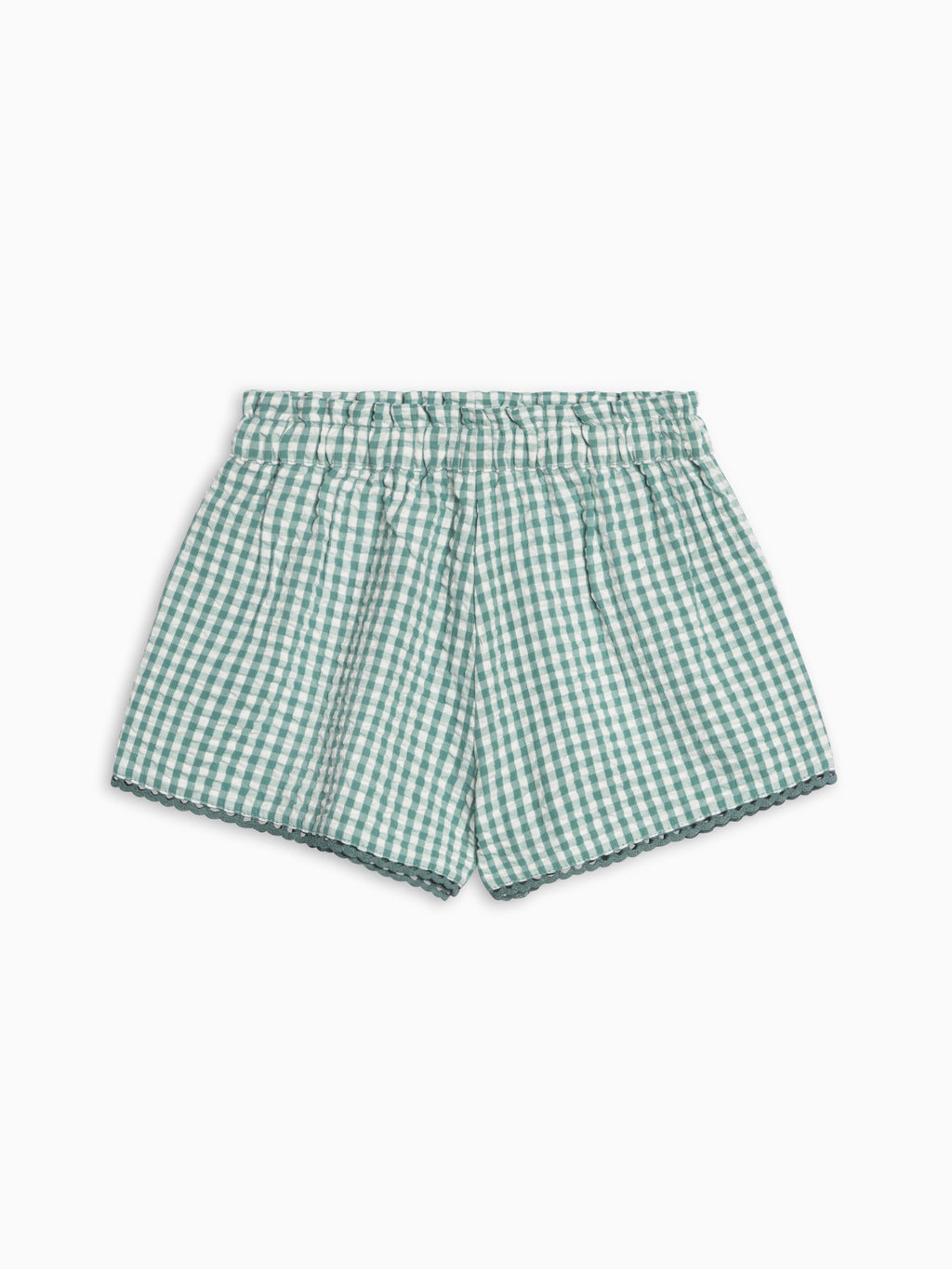 Patty Seersucker Scalloped Trim Short - Laguna Gingham Sale : Baby-Kids : Bottoms : Shorts KENDI by Colored Organics Patty Seersucker Scalloped Trim Short | Colored Organics®