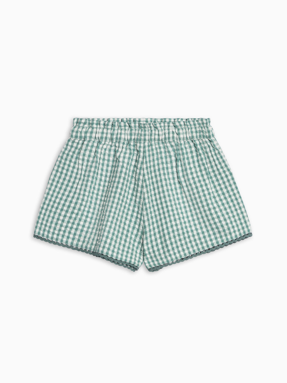 Patty Seersucker Scalloped Trim Short - Laguna Gingham Sale : Baby-Kids : Bottoms : Shorts KENDI by Colored Organics Patty Seersucker Scalloped Trim Short | Colored Organics®