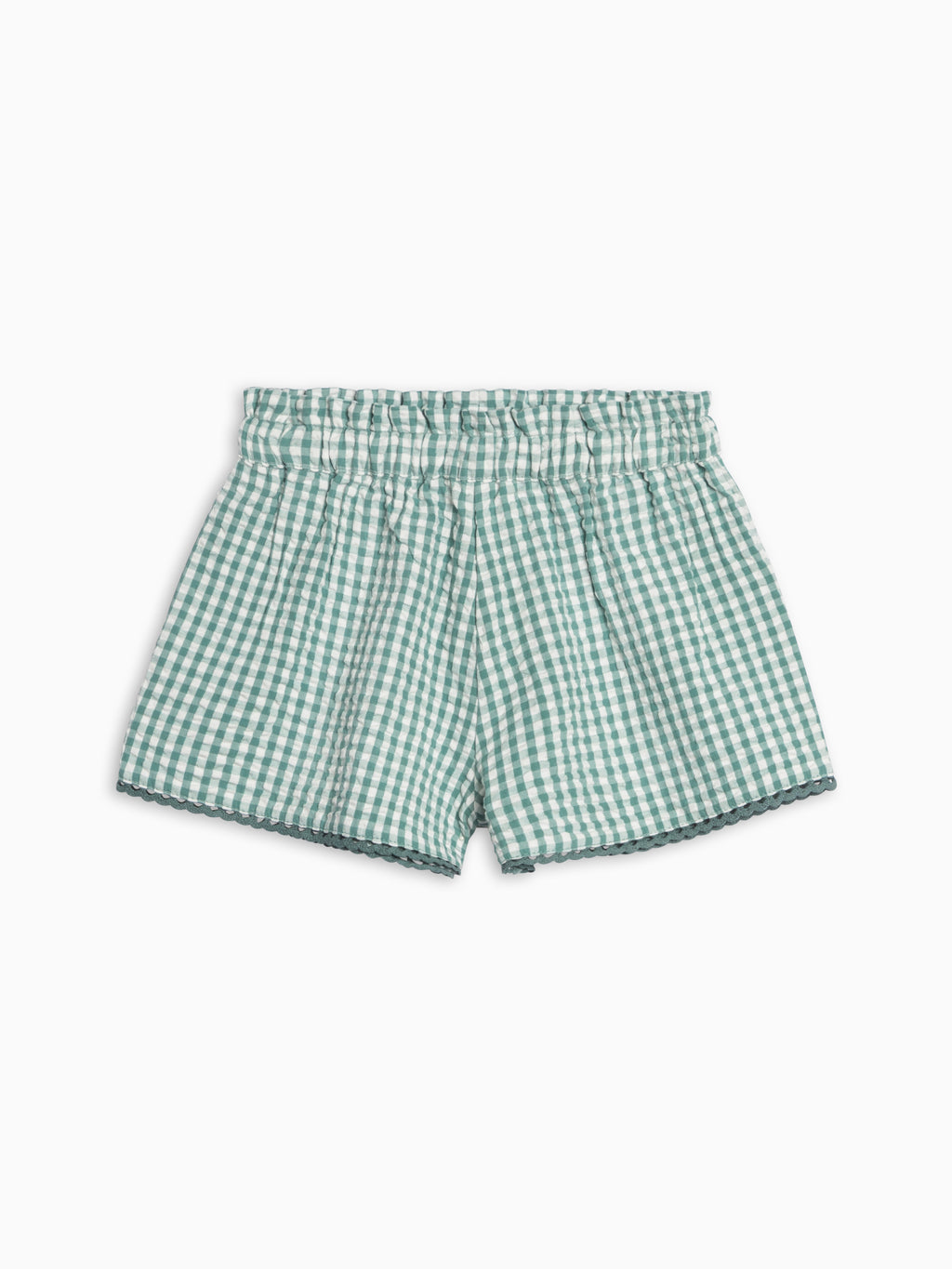 Patty Seersucker Scalloped Trim Short - Laguna Gingham Sale : Baby-Kids : Bottoms : Shorts KENDI by Colored Organics Patty Seersucker Scalloped Trim Short | Colored Organics®