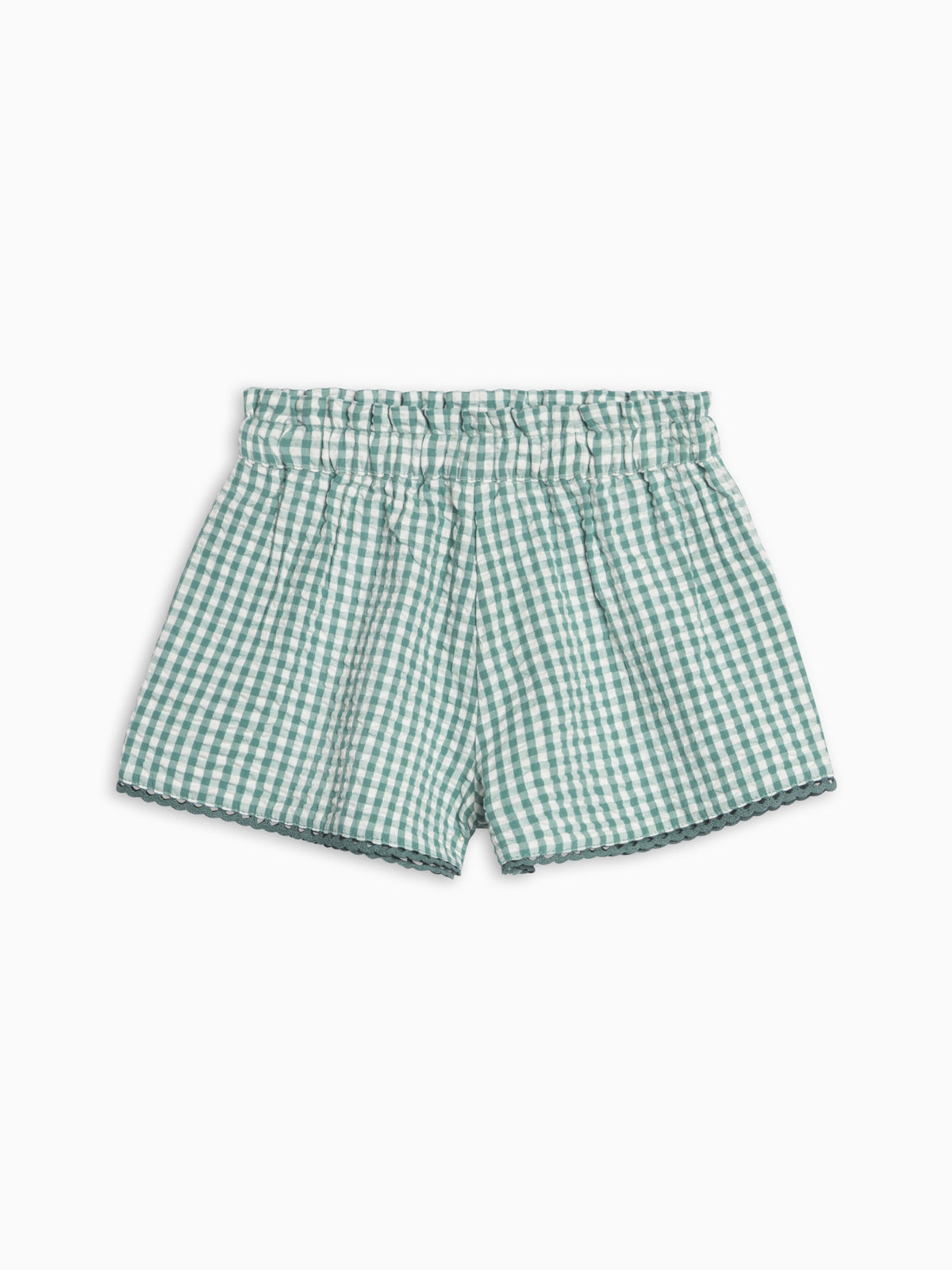 Patty Seersucker Scalloped Trim Short - Laguna Gingham Sale : Baby-Kids : Bottoms : Shorts KENDI by Colored Organics Patty Seersucker Scalloped Trim Short | Colored Organics®