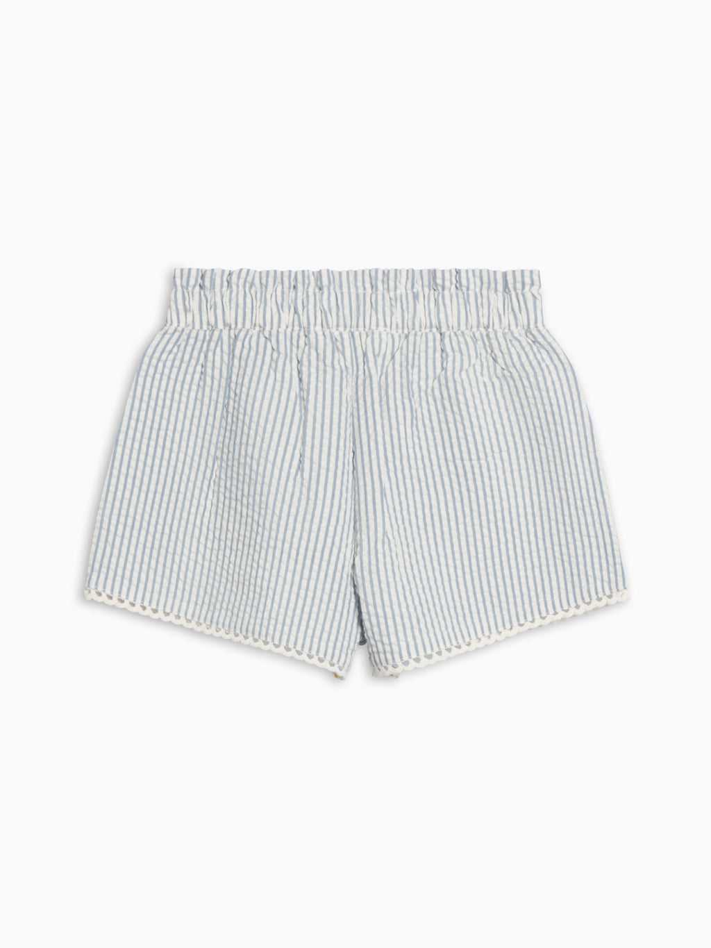 Patty Seersucker Scalloped Trim Short - Shore Stripe / Sea Baby-Kids : Bottoms : Shorts KENDI by Colored Organics Patty Seersucker Scalloped Trim Short | Colored Organics®