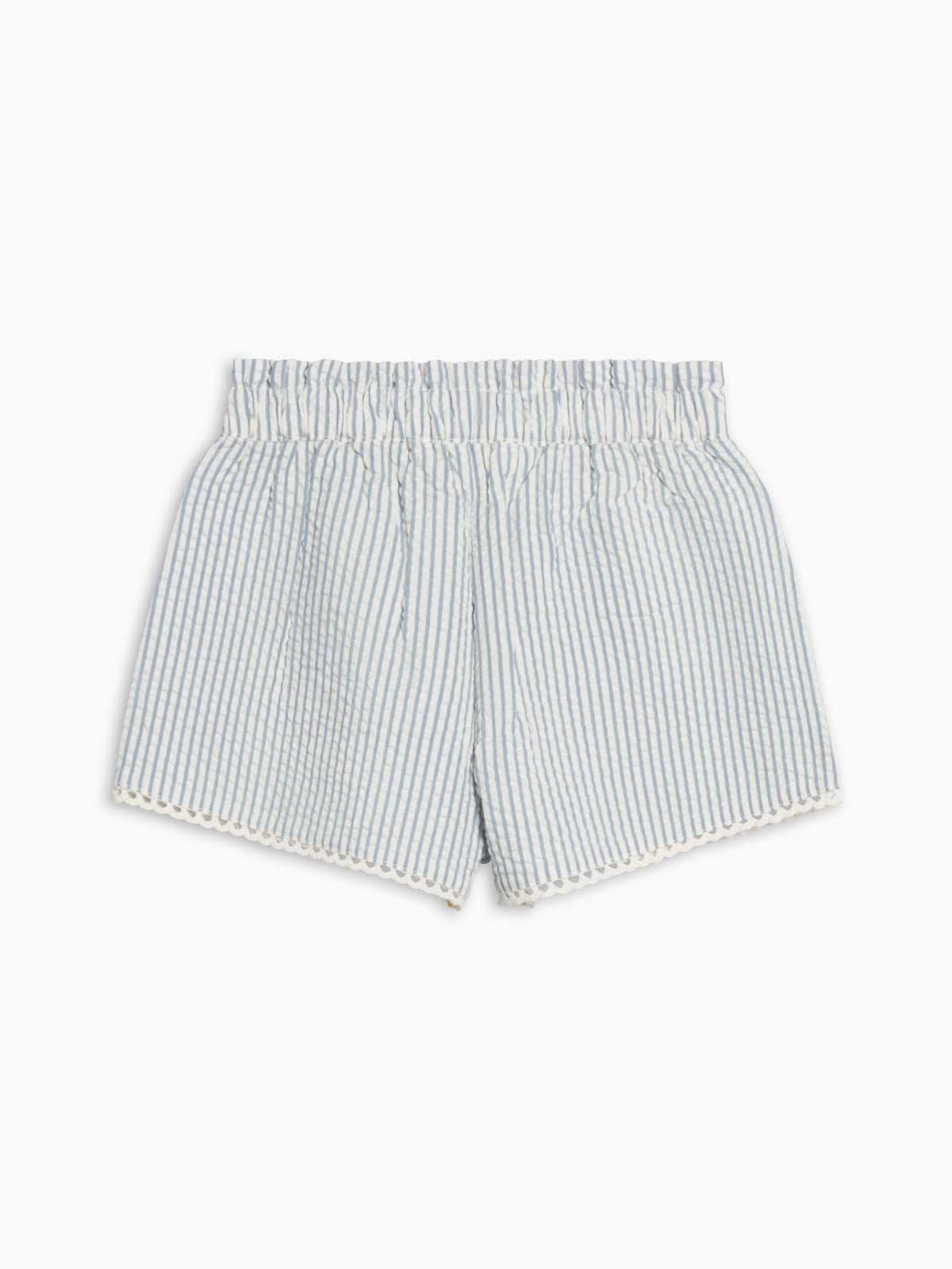 Patty Seersucker Scalloped Trim Short - Shore Stripe / Sea Baby-Kids : Bottoms : Shorts KENDI by Colored Organics Patty Seersucker Scalloped Trim Short | Colored Organics®