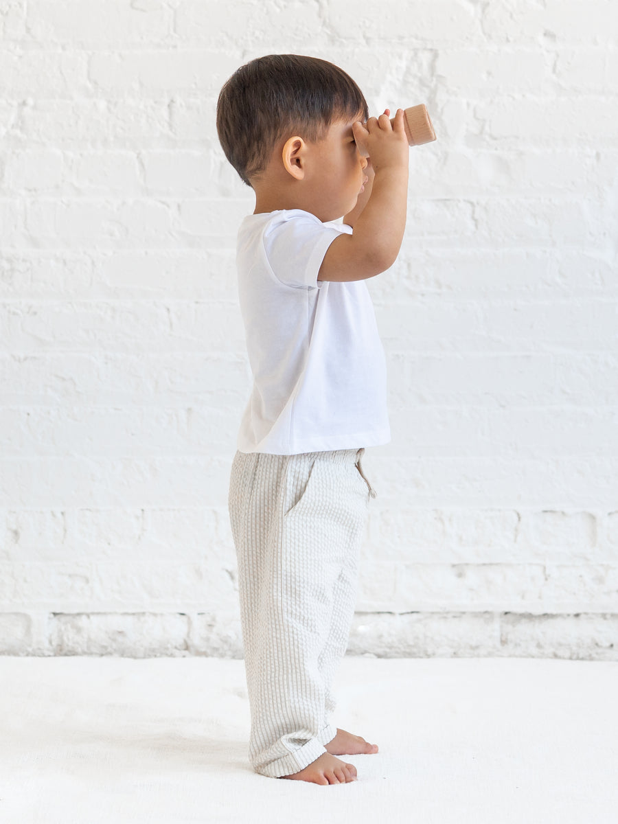 Merrit Seersucker Pant - Dune Stripe Baby-Kids : Bottoms : Pants KENDI by Colored Organics Merrit Seersucker Pant - Dune Stripe | Colored Organics®