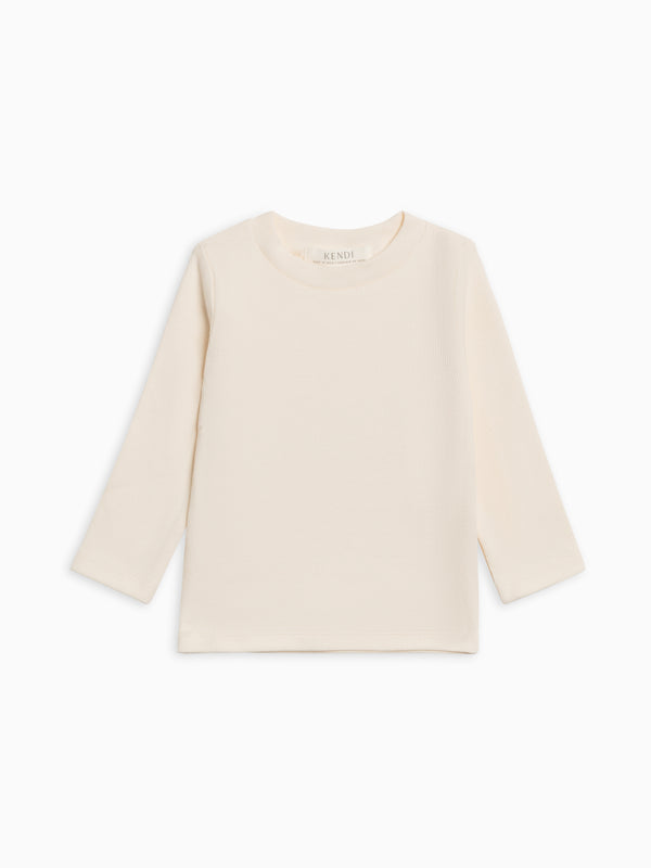 Rory Ribbed Long Sleeve Top - Ivory Baby-Kids : Tops : Tees : Long Sleeves KENDI by Colored Organics Rory Ribbed Long Sleeve Top for Baby | Colored Organics®