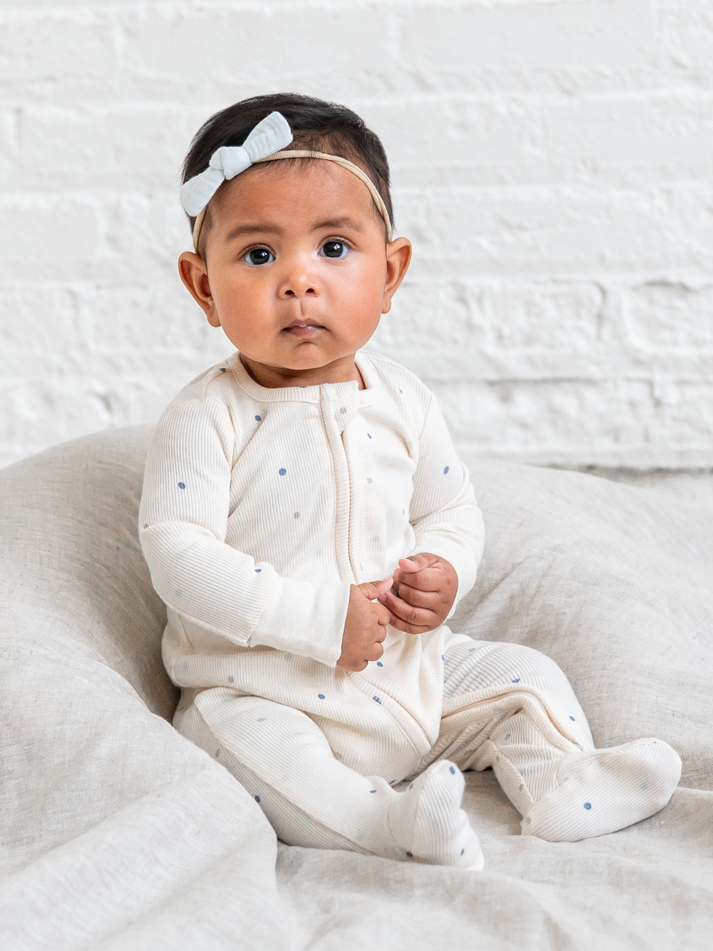 Kit Ribbed Zipper Sleeper - Mini Dot / Sea + Dune Sale : Baby : One Pieces : Sleepers : Long Sleeves KENDI by Colored Organics Kit Ribbed Zipper Sleeper - Mini Dot / | Colored Organics®
