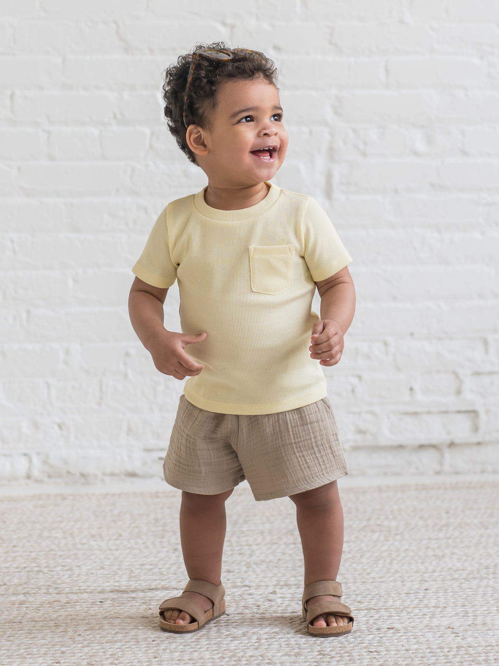 Lou Ribbed Short Sleeve Pocket Tee Sale : Baby-Kids : Tops : Shirts : Short Sleeves KENDI by Colored Organics Baby Lou Ribbed Short Sleeve Pocket Tee | Colored Organics®