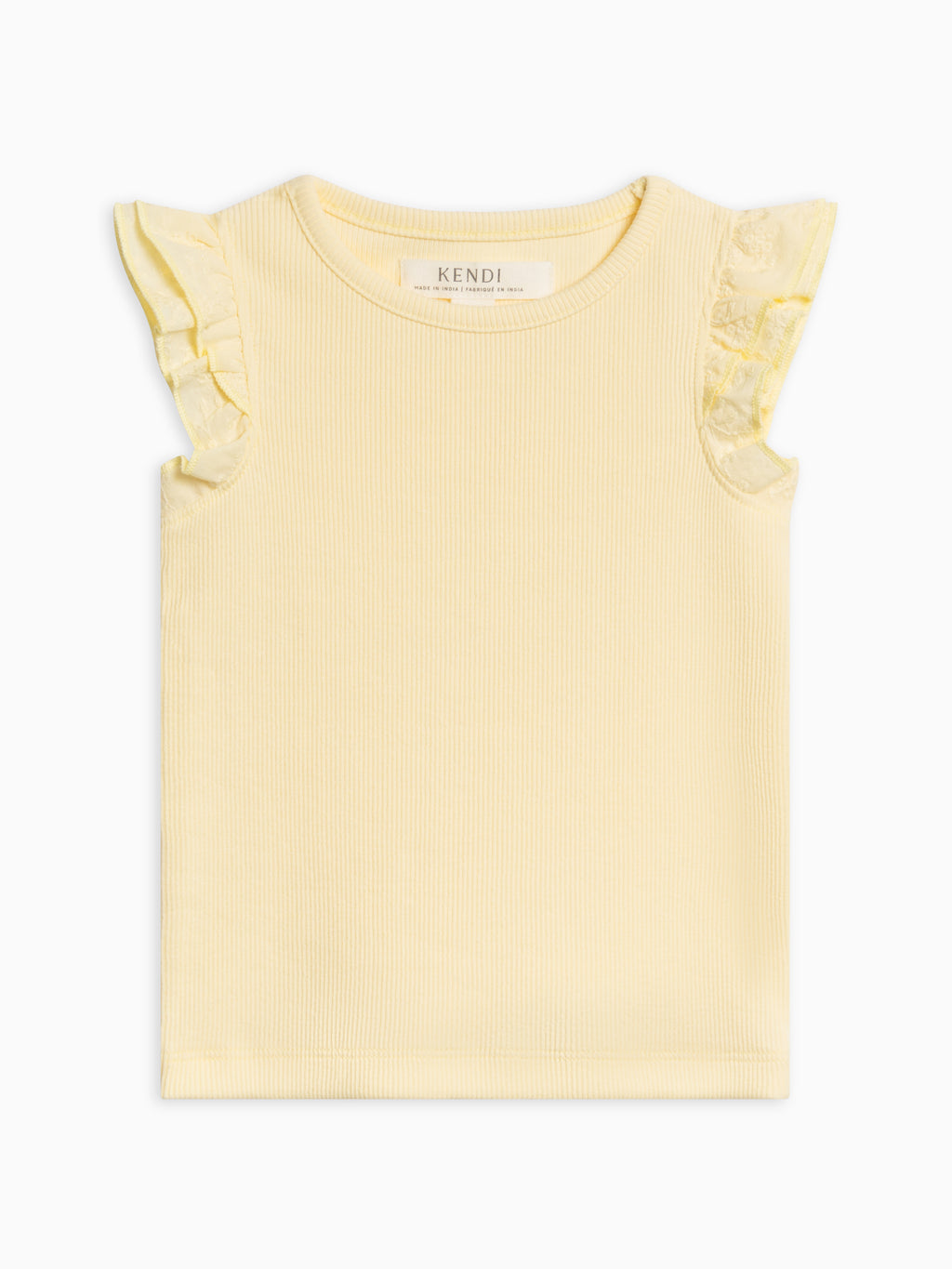 Daphne Ribbed Tank with Eyelet Ruffle Sale : Baby-Kids : Tops : Shirts : Short Sleeves Kendi Daphne Ribbed Tank with Eyelet Ruffle | Colored Organics®