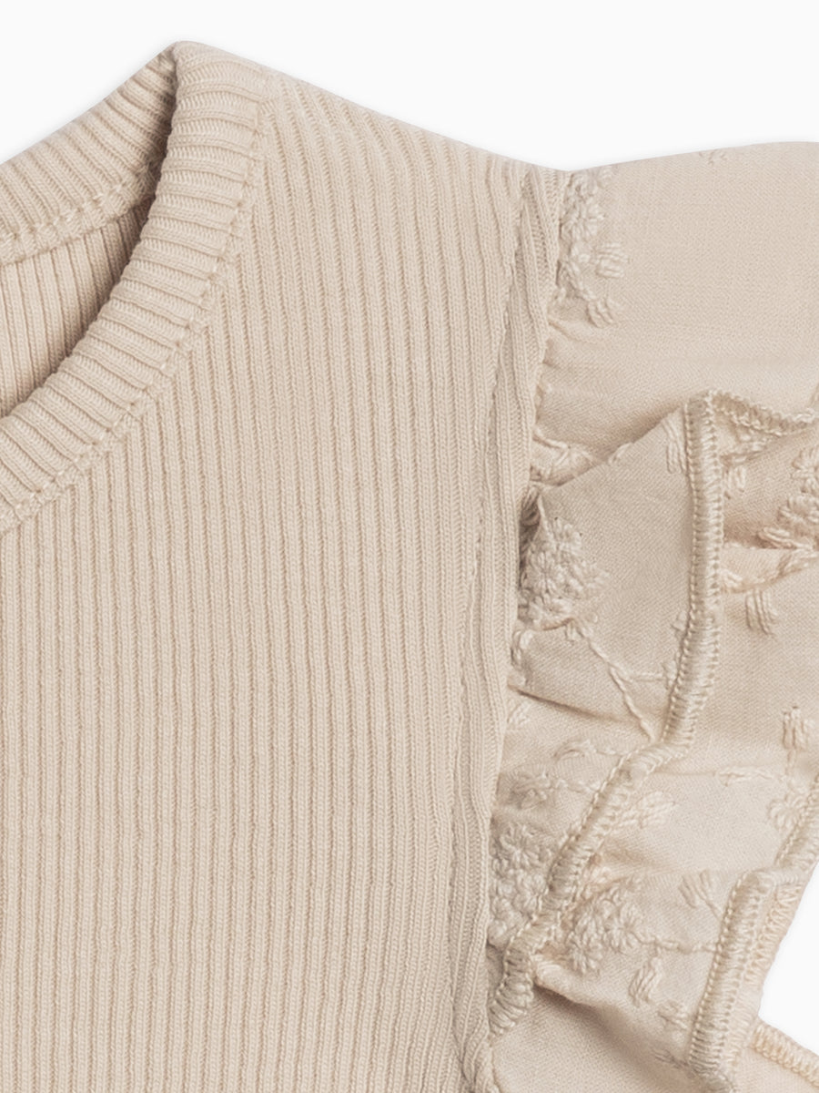 Daphne Ribbed Tank with Eyelet Ruffle Sale : Baby-Kids : Tops : Shirts : Short Sleeves Kendi Daphne Ribbed Tank with Eyelet Ruffle | Colored Organics®