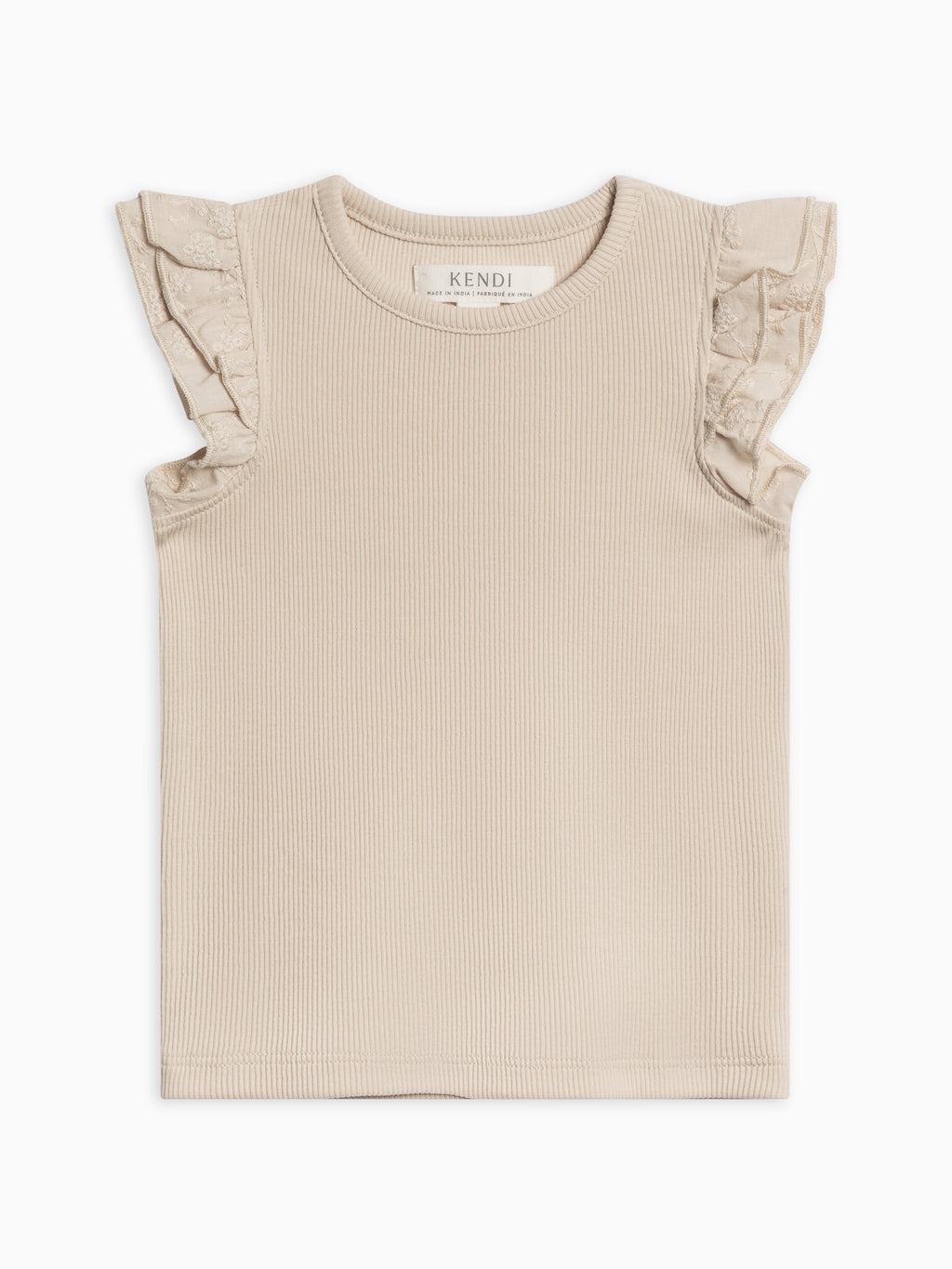 Daphne Ribbed Tank with Eyelet Ruffle Sale : Baby-Kids : Tops : Shirts : Short Sleeves Kendi Daphne Ribbed Tank with Eyelet Ruffle | Colored Organics®