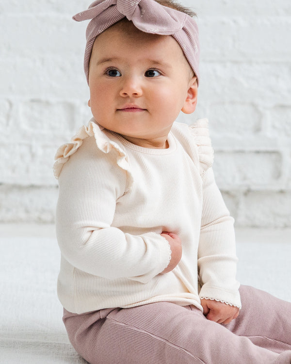 Rina Ribbed Ruffle Long Sleeve Top Sale : Baby-Kids : Tops : Tees : Long Sleeves Kendi Baby Rina Ribbed Ruffle Long Sleeve Top | Colored Organics®