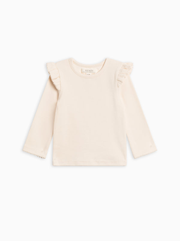 Rina Ribbed Ruffle Long Sleeve Top Sale : Baby-Kids : Tops : Tees : Long Sleeves Kendi Baby Rina Ribbed Ruffle Long Sleeve Top | Colored Organics®