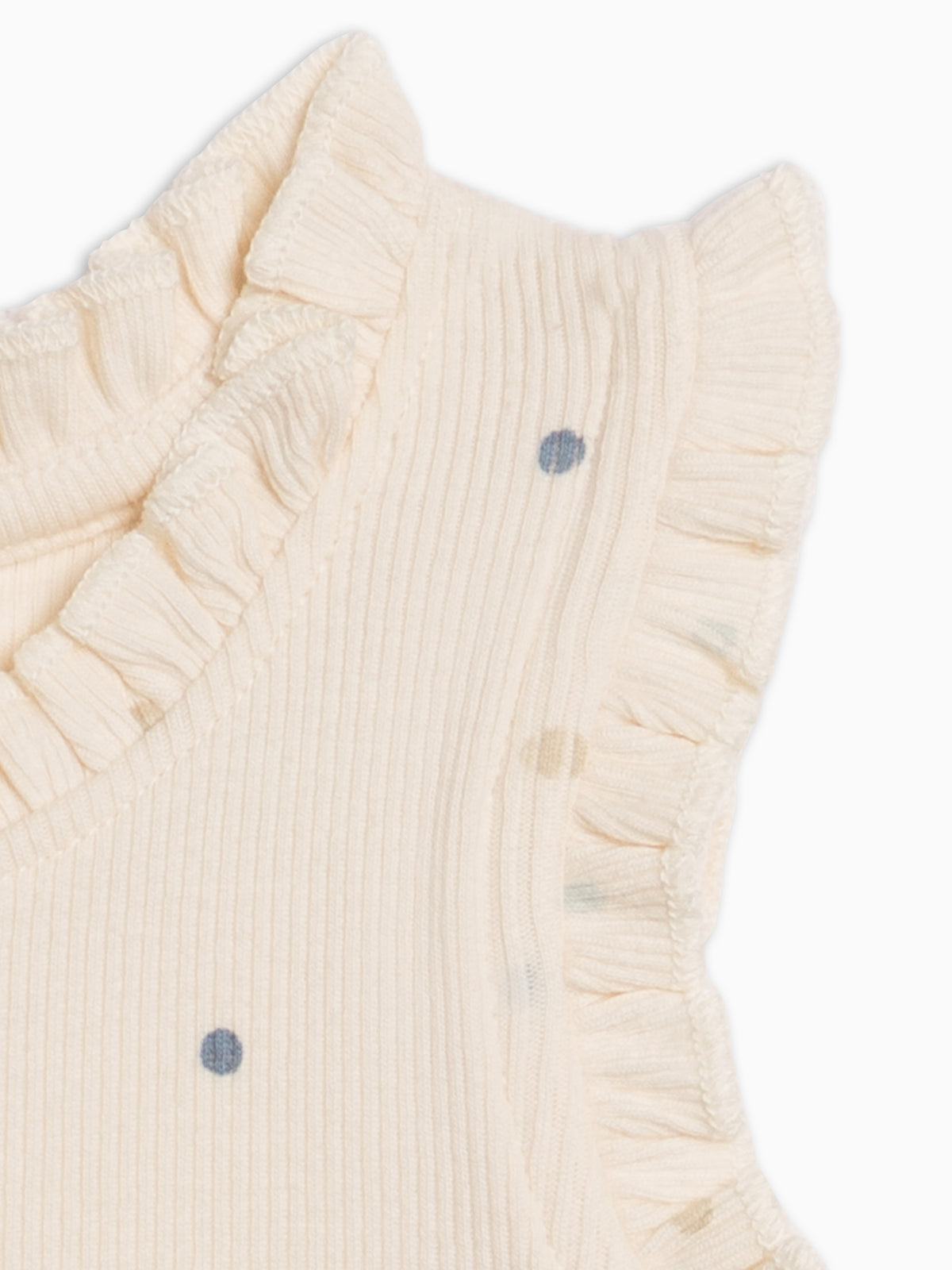 Cindy Ribbed Ruffle Tank - Mini Dot / Sea + Dune Baby-Kids : Tops : Shirts : Tanks KENDI by Colored Organics Cindy Ribbed Ruffle Tank - Mini Dot / | Colored Organics®