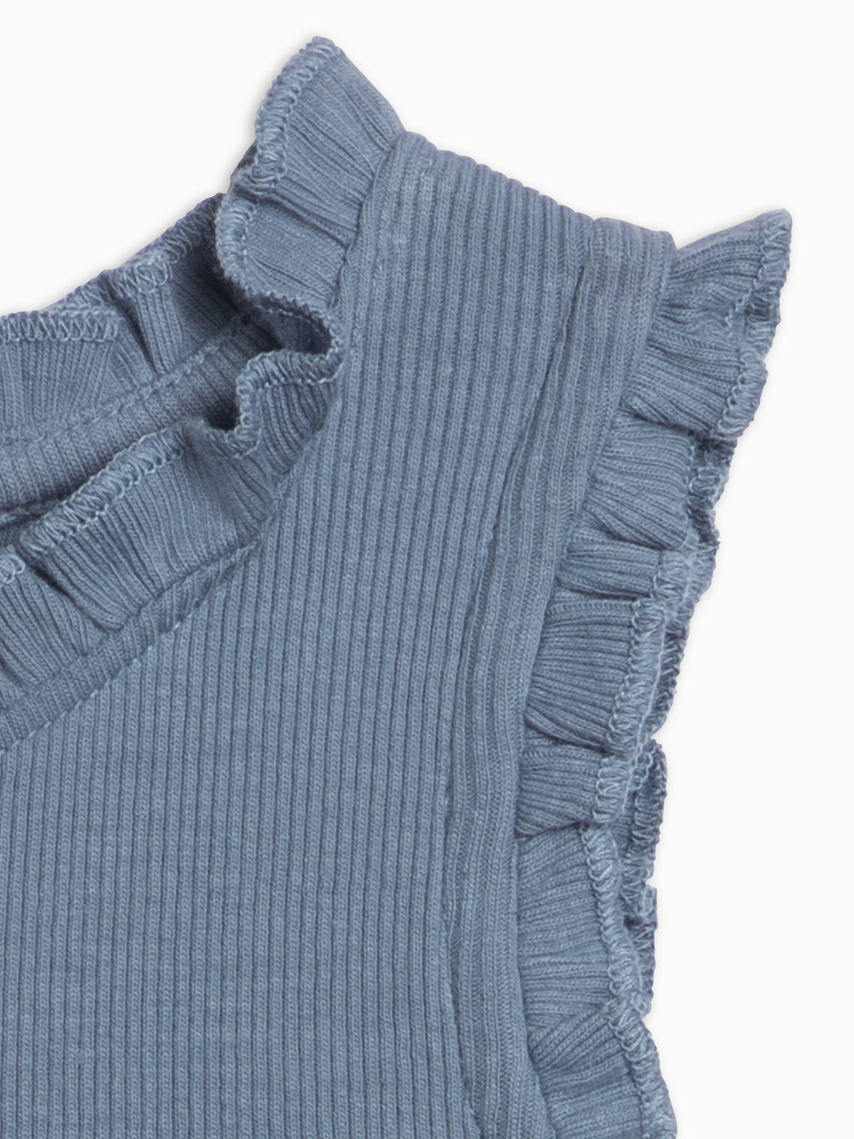 Leia Ribbed Ruffle Tank Bodysuit - Sea Sale : Baby : One Pieces : Bodysuits : Tanks KENDI by Colored Organics Leia Ribbed Ruffle Tank Bodysuit - Sea | Colored Organics®