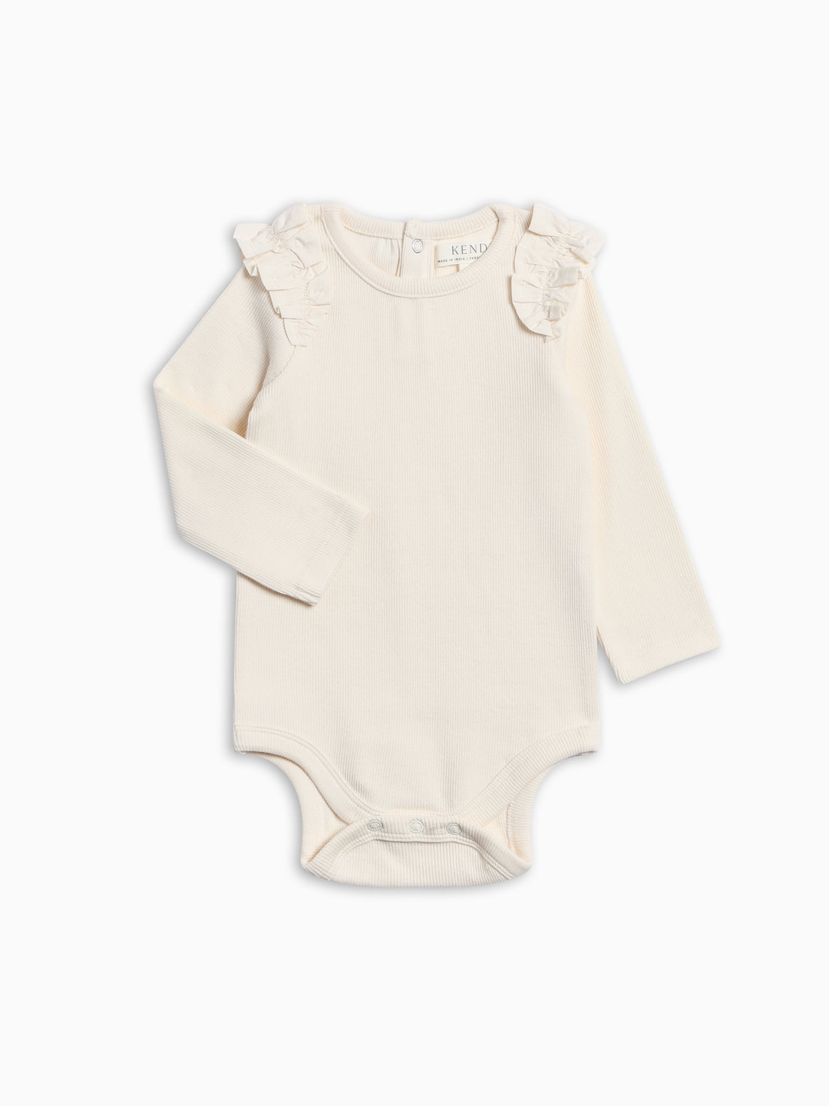 Edwina Ribbed Ruffle Long Sleeve Bodysuit - Fireside