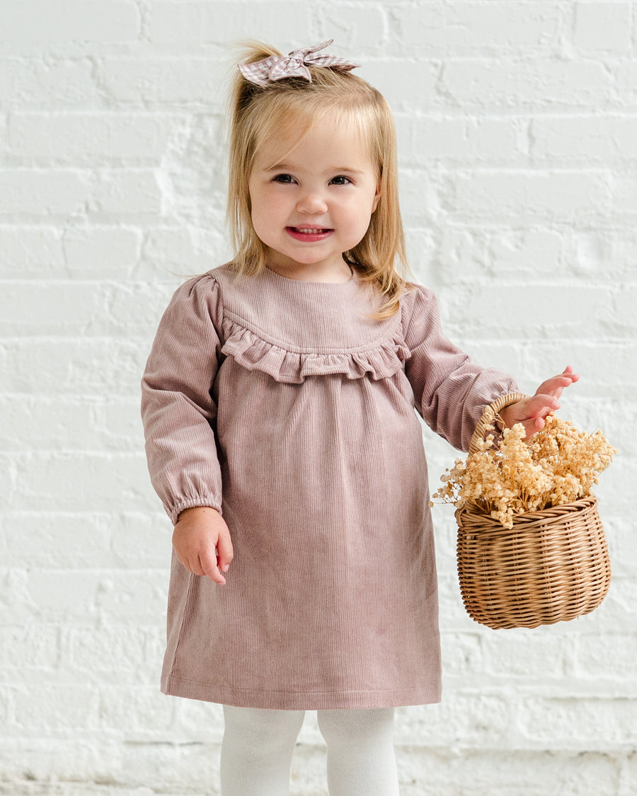 Dafina Corduroy Ruffle Dress Kids : Dresses : Short Sleeves KENDI by Colored Organics Organic Cotton Baby and Kids Dafina | Colored Organics®