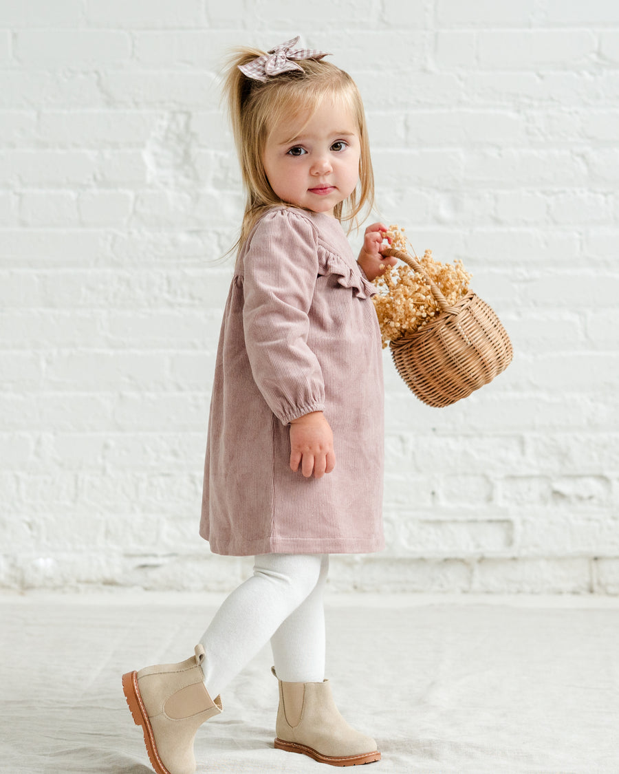 Dafina Corduroy Ruffle Dress Kids : Dresses : Short Sleeves KENDI by Colored Organics Organic Cotton Baby and Kids Dafina | Colored Organics®