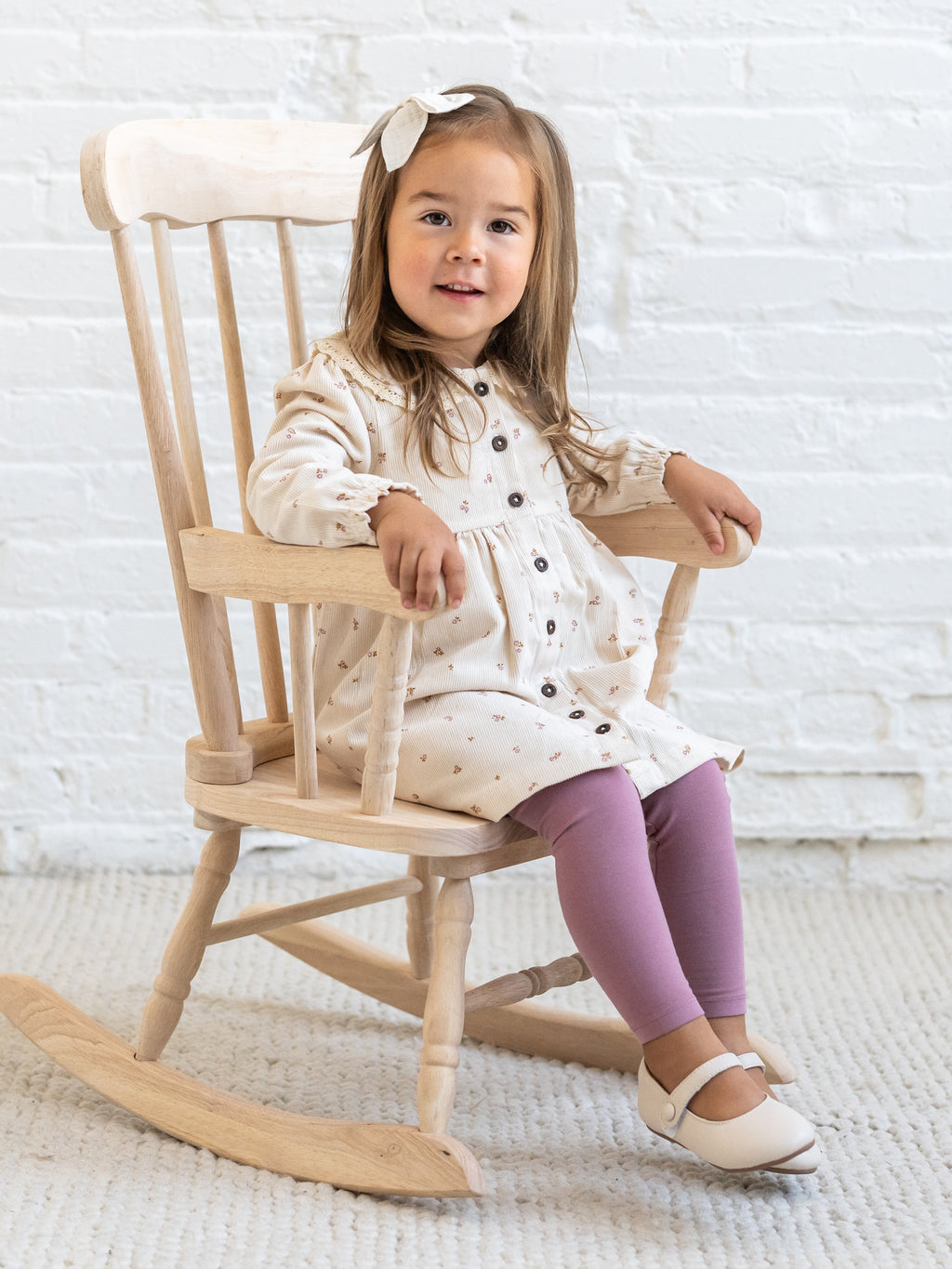 Ginny Fine Corduroy Peter Pan Collar Dress - Tilda Floral Ivory Baby-Kids : Dresses : Long Sleeves KENDI by Colored Organics Organic Cotton Baby and Kids Ginny | Colored Organics®