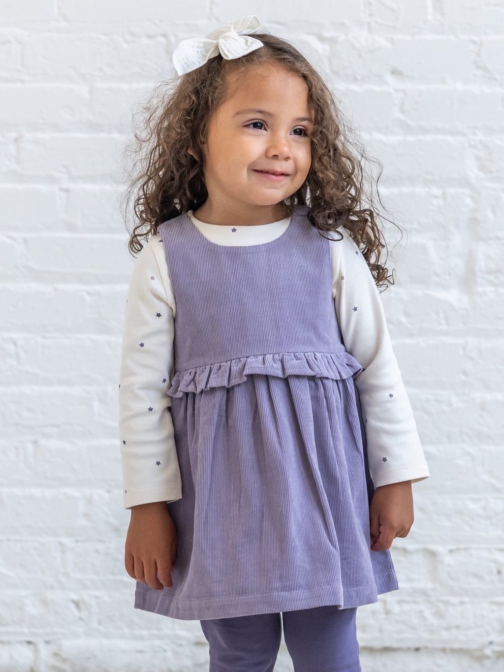 PRE ORDER Lois Fine Corduroy Ruffle Jumper - Lavender Baby-Kids : Dresses : Tanks KENDI by Colored Organics Organic Cotton Baby and Kids Lois | Colored Organics®