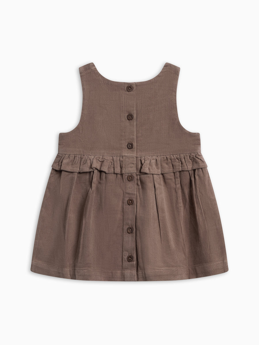 Lois Fine Corduroy Ruffle Jumper - Taupe Baby-Kids : Dresses : Tanks KENDI by Colored Organics Organic Cotton Baby and Kids Lois | Colored Organics®