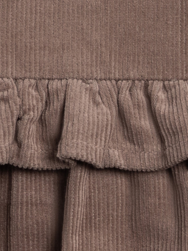 Lois Fine Corduroy Ruffle Jumper - Taupe Baby-Kids : Dresses : Tanks KENDI by Colored Organics Organic Cotton Baby and Kids Lois | Colored Organics®